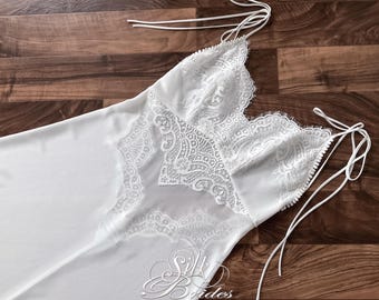 White Long Transparent Backless Chiffon Nightgown with lined bust caps, Honeymoon Bridal Lingerie, Bridal Shower Gift for her