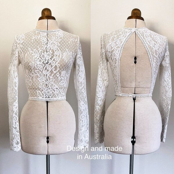 Gumru Boho Open Back Lace Wedding Dress Topper main image 1