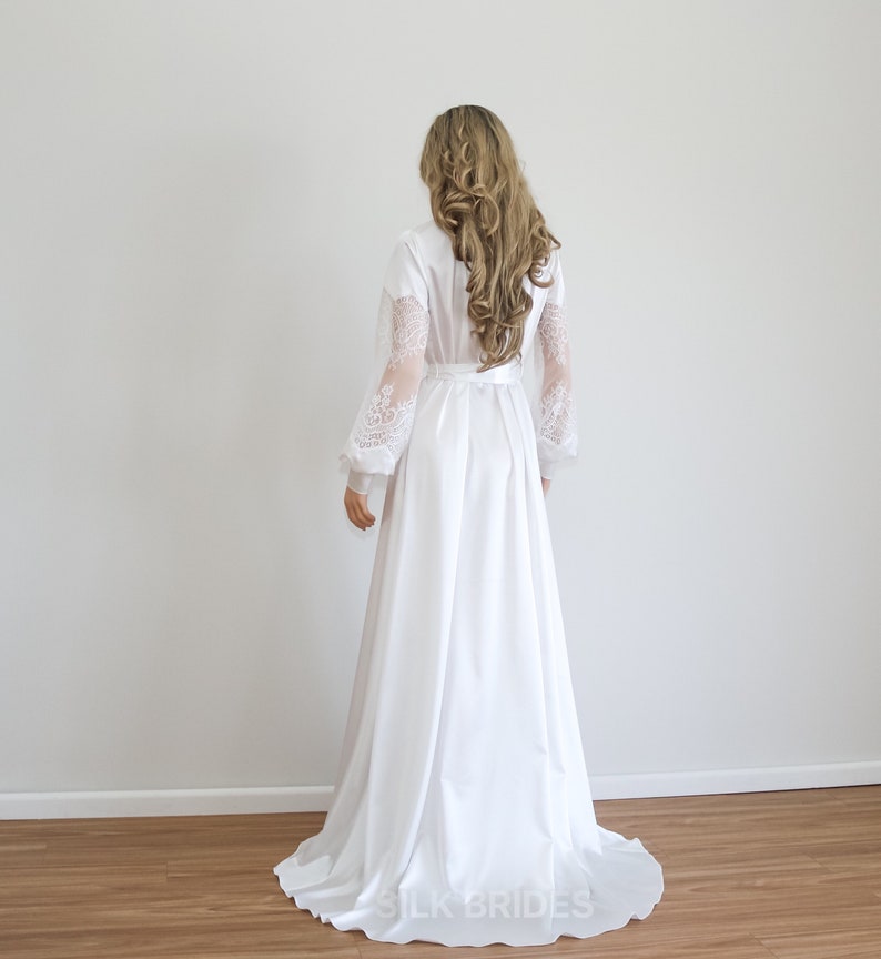 bridal robe with train