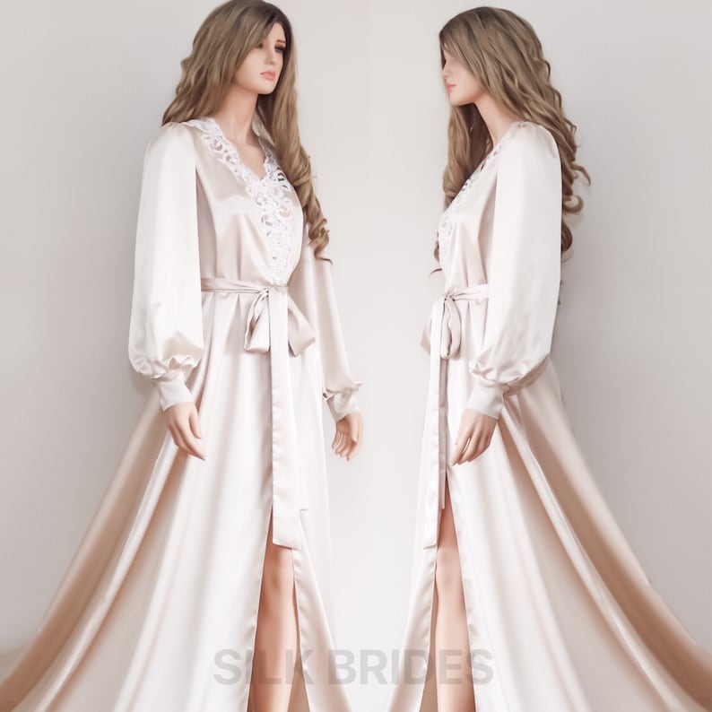 bridal robe with train