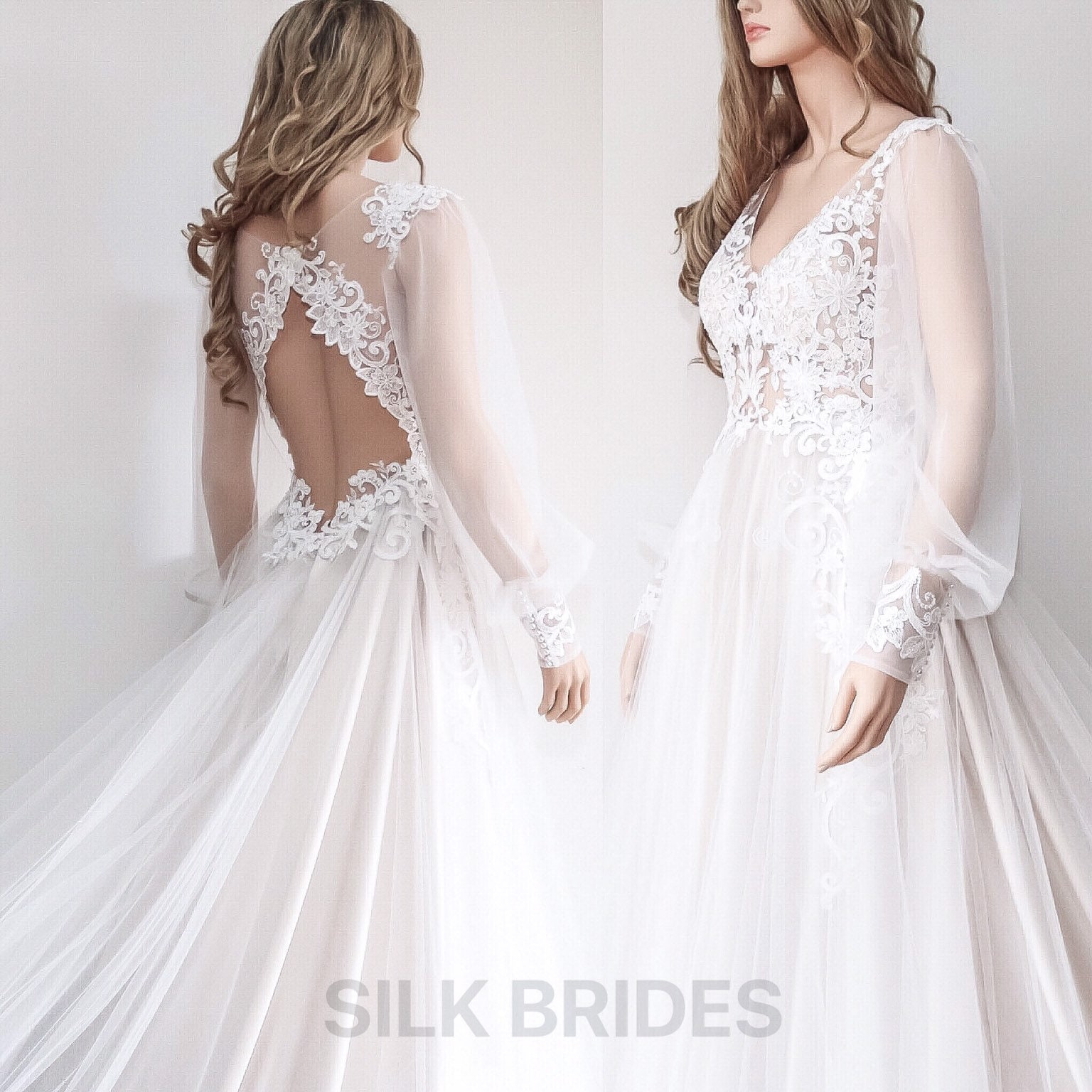 long sleeve keyhole wedding dress