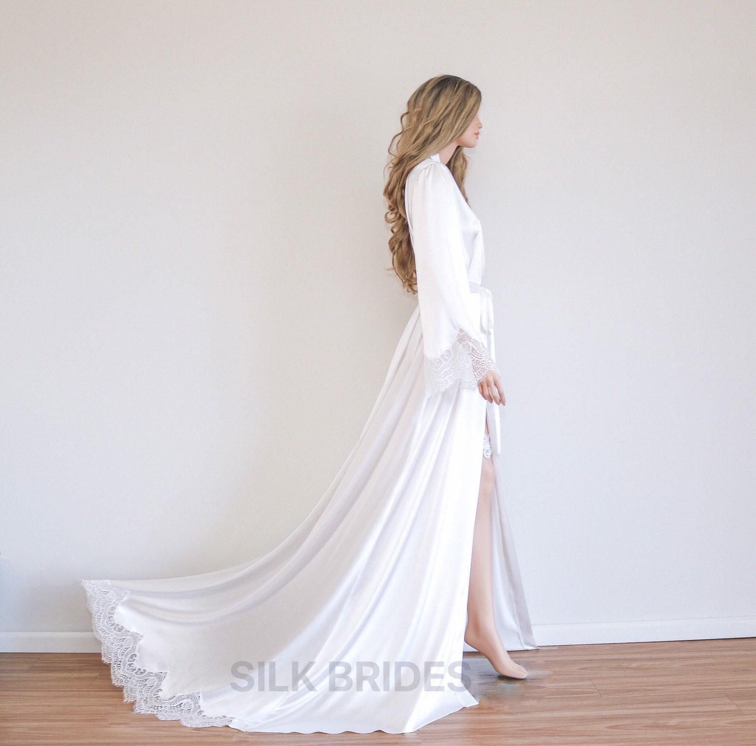 bridal robe with train