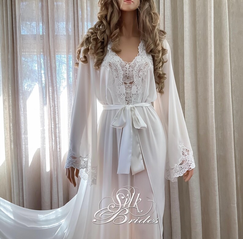 Lower Robe Delicate Bridal Robe & Nightgown Set, Luxury Boudoir Wedding Lingerie ...