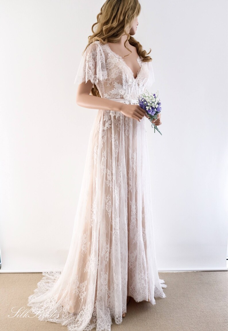 Lace Wedding Dress/ Unique Wedding Dress/ Boho Wedding Gown Etsy