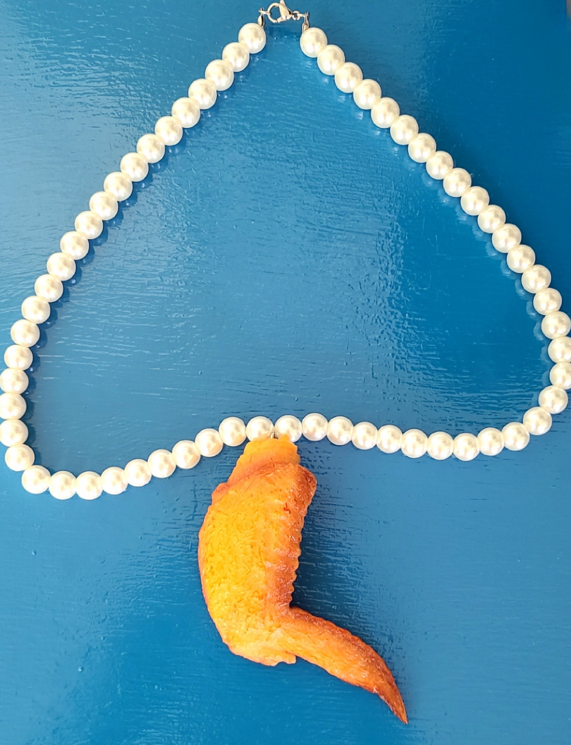 Chicken Necklace wing Large White cream Faux Pearl Necklace With Simulated Chicken Pendant for Costume Jewelry Adult Etsy
