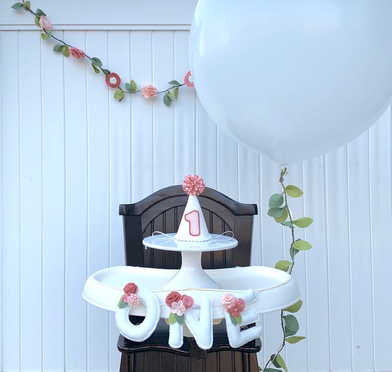 1st Birthday High Chair Garland Toddler Party Hat Felt Party Etsy
