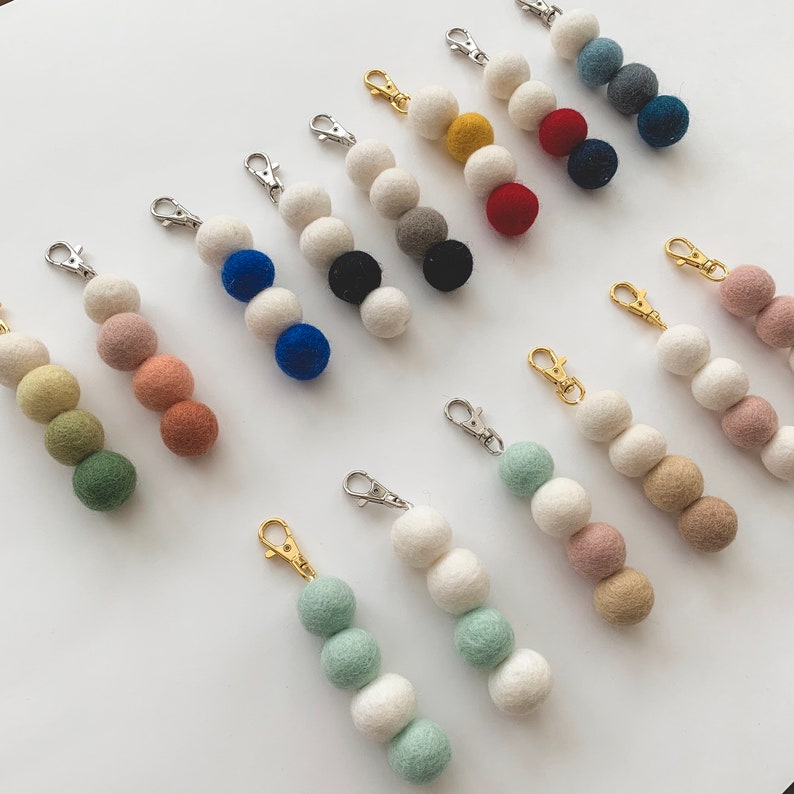 Felt Ball Keychain Pom Pom Keyring Trendy Keychain Etsy