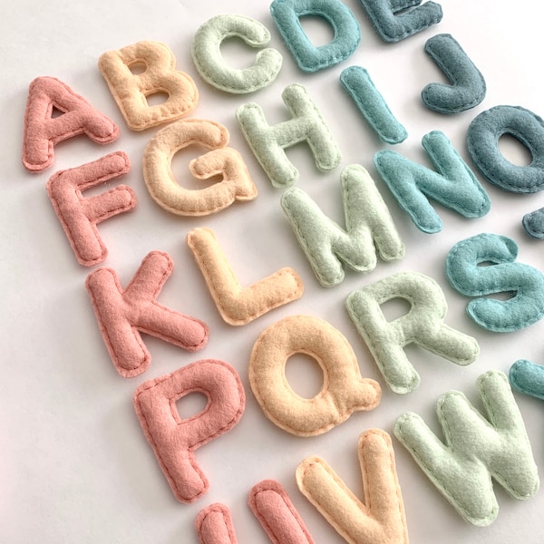 Magnetic Alphabet for Gathre Mat in Sherbet Rainbow • Felt Alphabet • English Alphabet • Kindergarten Sight Words Toy • Fridge Magnets • ABC