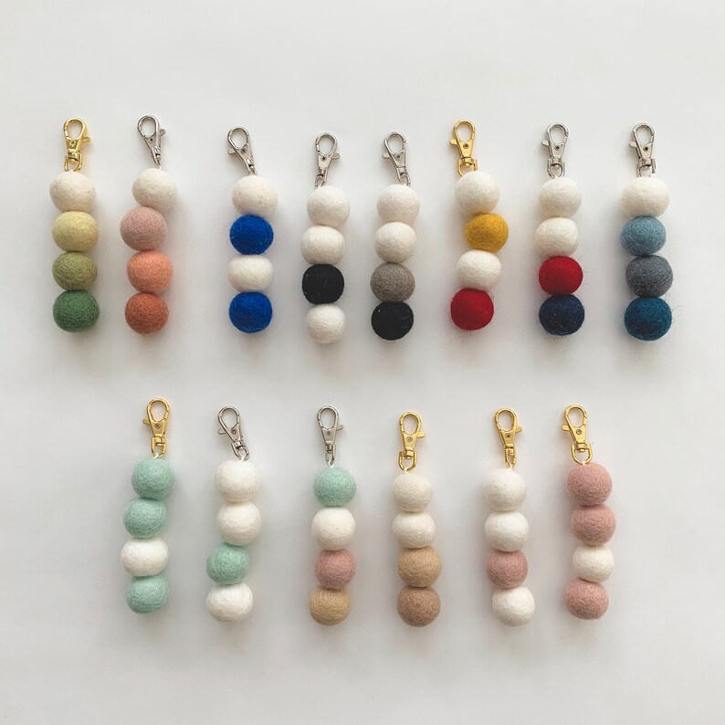 Felt Ball Keychain Pom Pom Keyring Trendy Keychain Etsy