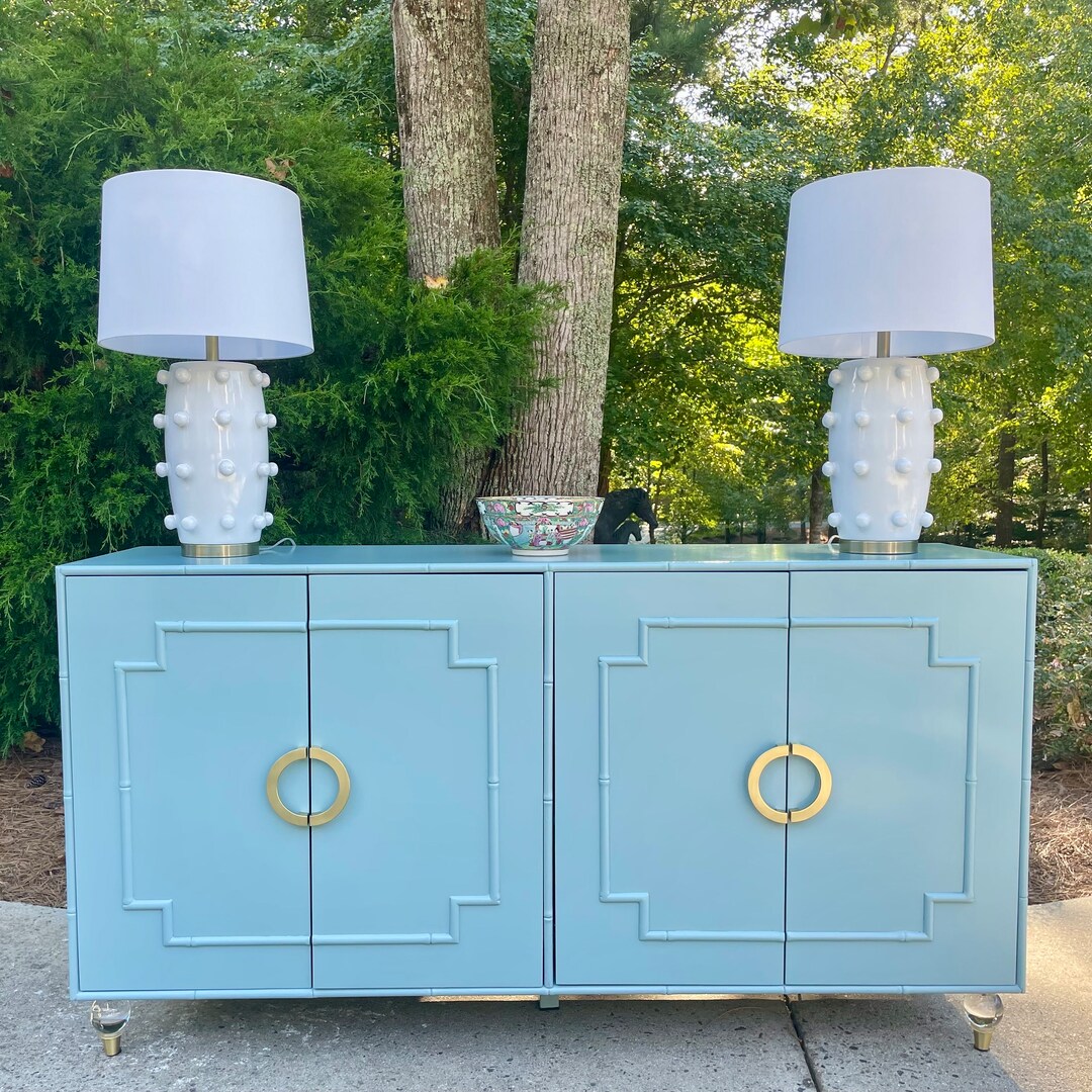 Faux Bamboo Credenza Buffett Sideboard Breakfront Custom Made in