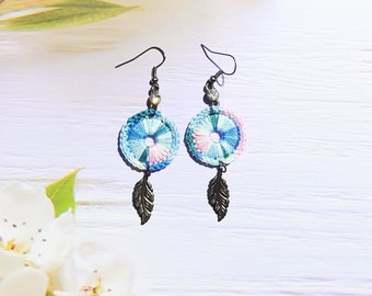 21st birthday gift for her, Amazing colorful earrings, Bohemian woman jewelry, To my work bestie, Hippie festival accessories