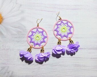 Pendientes flamencos en colores pastel, Joyas coloridas para mujer bailarina, Colgante estilo español para traje de niña, Increíble regalo de alma Boho