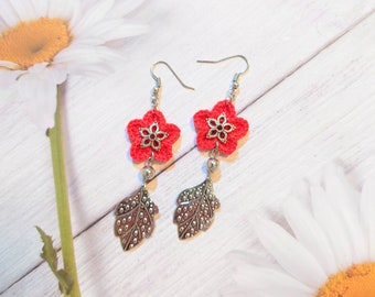 Floral charming earrings for woman, Aesthetic jewelry for evening date, Unique gift for wife Birthday, First date impression for her
