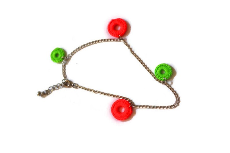 Leg bracelet Neon colors Holiday Foot bracelet Ankle bracelet Beach jewelry Neon green Neon orange Crochet jewelry Boho bracelets