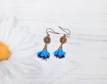 Small tassel earrings for woman, Happy wife jewelry gift, Adorable tiny dangle, 10 years together surprise, 30th birthday present for sister