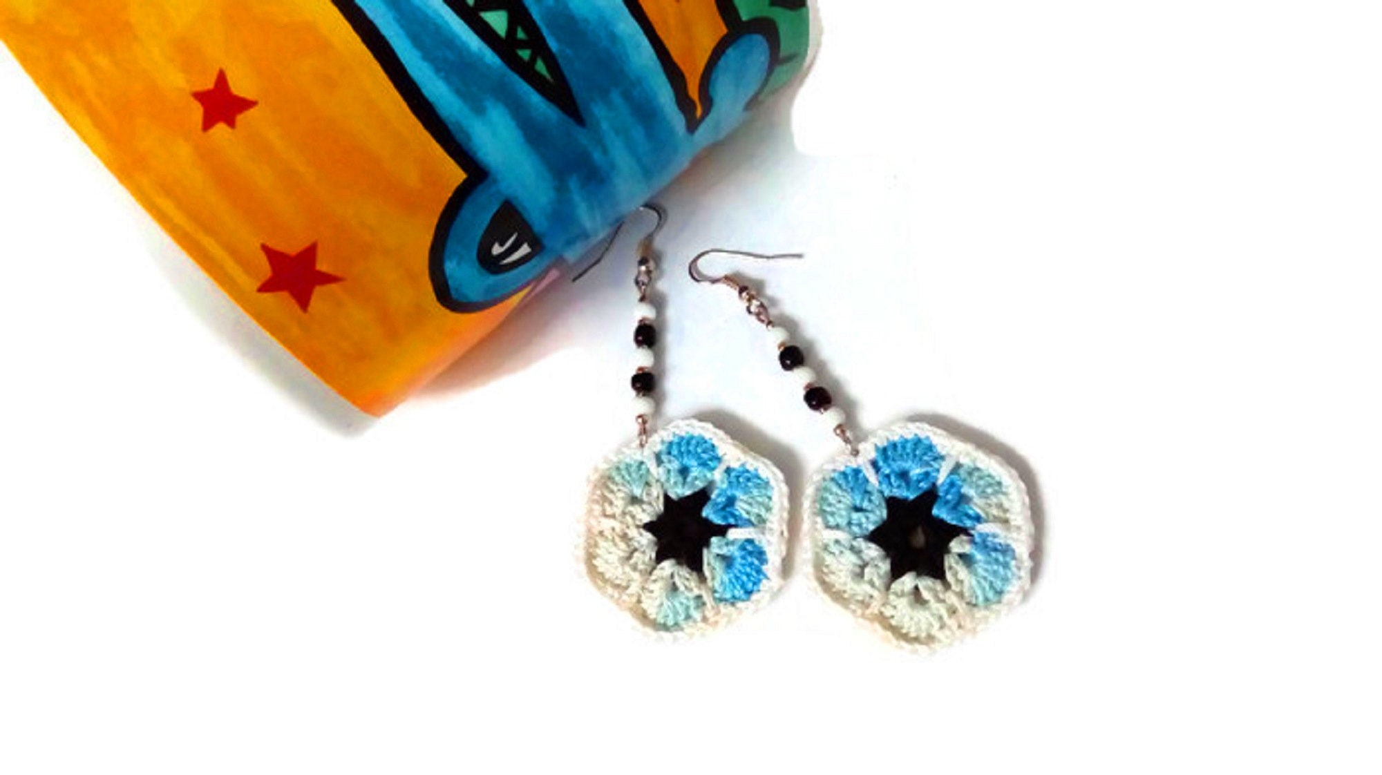 Turquoise Earrings Orchid Earrings Dangle Earrings,Boho Jewelry Turquoise Jewelry,Bohemian Earrings Gift for women Chandelier Earrings