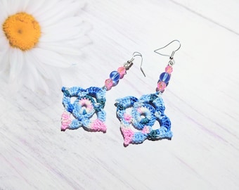 Colorful summer jewelry for her, Geometric earrings for sister in law, Original adornment from Best Friend, Gift for creative woman