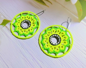 Big hoop neon earrings for girl, Stunning style jewelry for woman, Favorite colors dangle to summer outfit, Beachy jewellery for my bestie