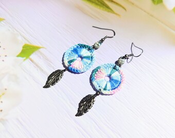 21st birthday gift for her, Amazing colorful earrings, Bohemian woman jewelry, To my work bestie, Hippie festival accessories