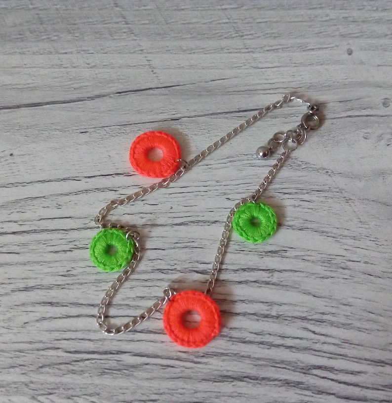 Leg bracelet Neon colors Holiday Foot bracelet Ankle bracelet Beach jewelry Neon green Neon orange Crochet jewelry Boho bracelets