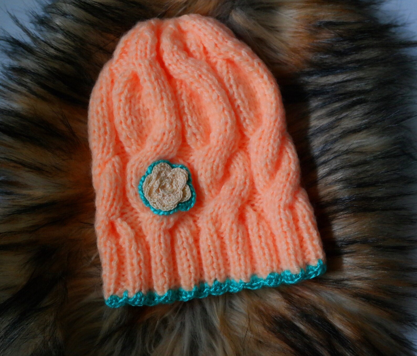 Baby Girl Hat Neon Orange Beanie Winter Girl Hats Knit Etsy