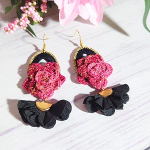 Pendientes flamenca granate, Joyas para bailarina sensual, Accesorios danza pasodoble, Obsequio novia especial, Complemento estilo español