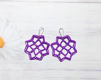 Elegant geomteric earrings for woman, Special occasion jewelry, Beautiful lace dangle for evening, Unique gift for Mother in law