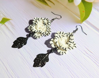 Beautiful earrings for wedding day, Amazing floral jewelry for sister, Ideal Anniversary gift from husband, Handkcrafted unique dangle