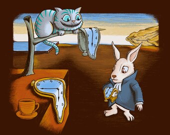 A Matter Of Time Tee.A Perfect T-Shirt & Hoodie for Alice in Wonderland and Cheshire Cat Lovers.Salvador Dali parody.Free Shipping worldwide