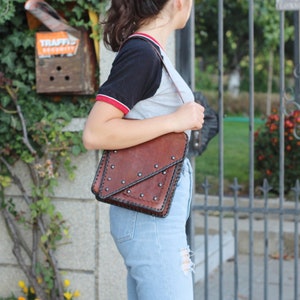 Vintage Brown Leather Shoulder Bag, Purse