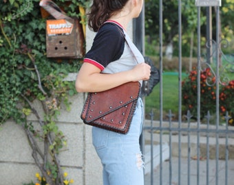 Vintage Brown Leather Shoulder Bag, Purse