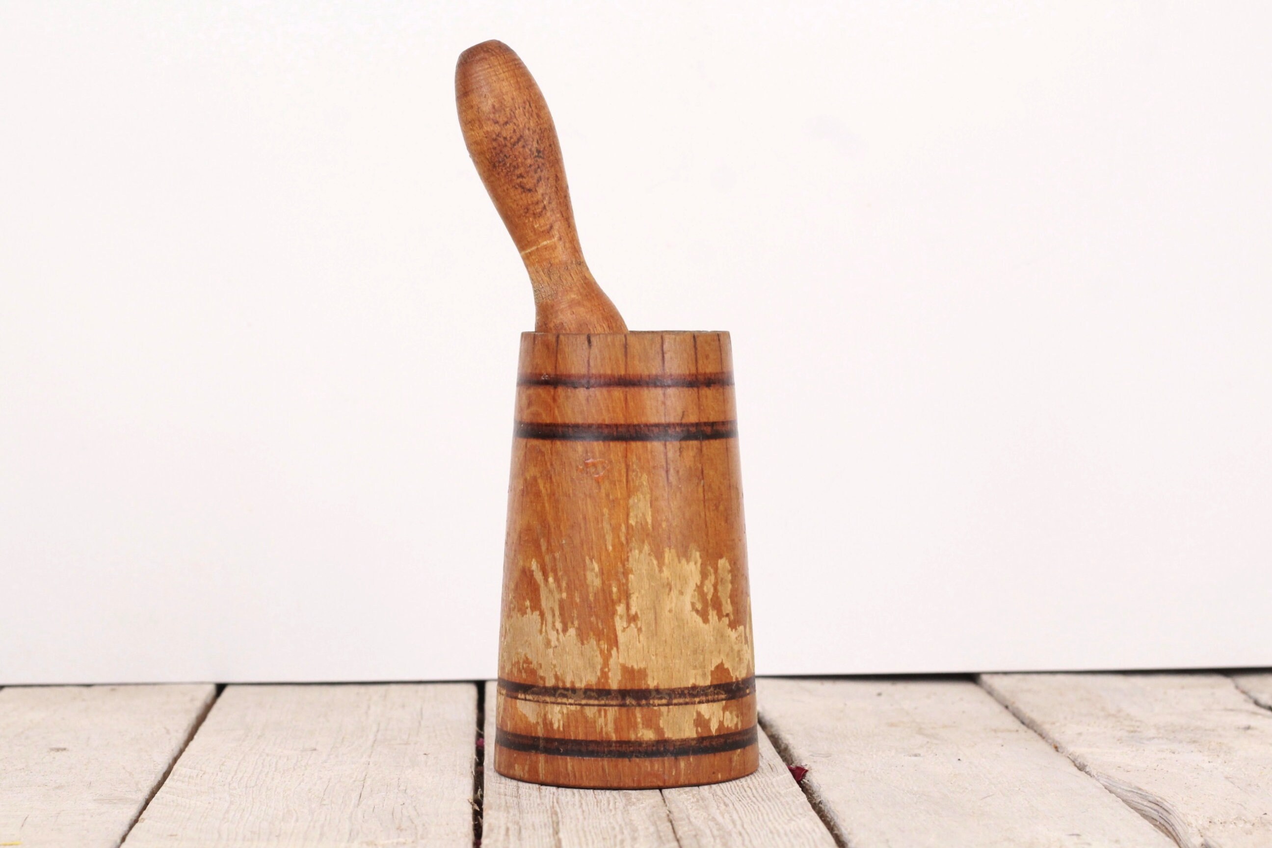 Vintage Primitive Wooden Mortar and Pestle