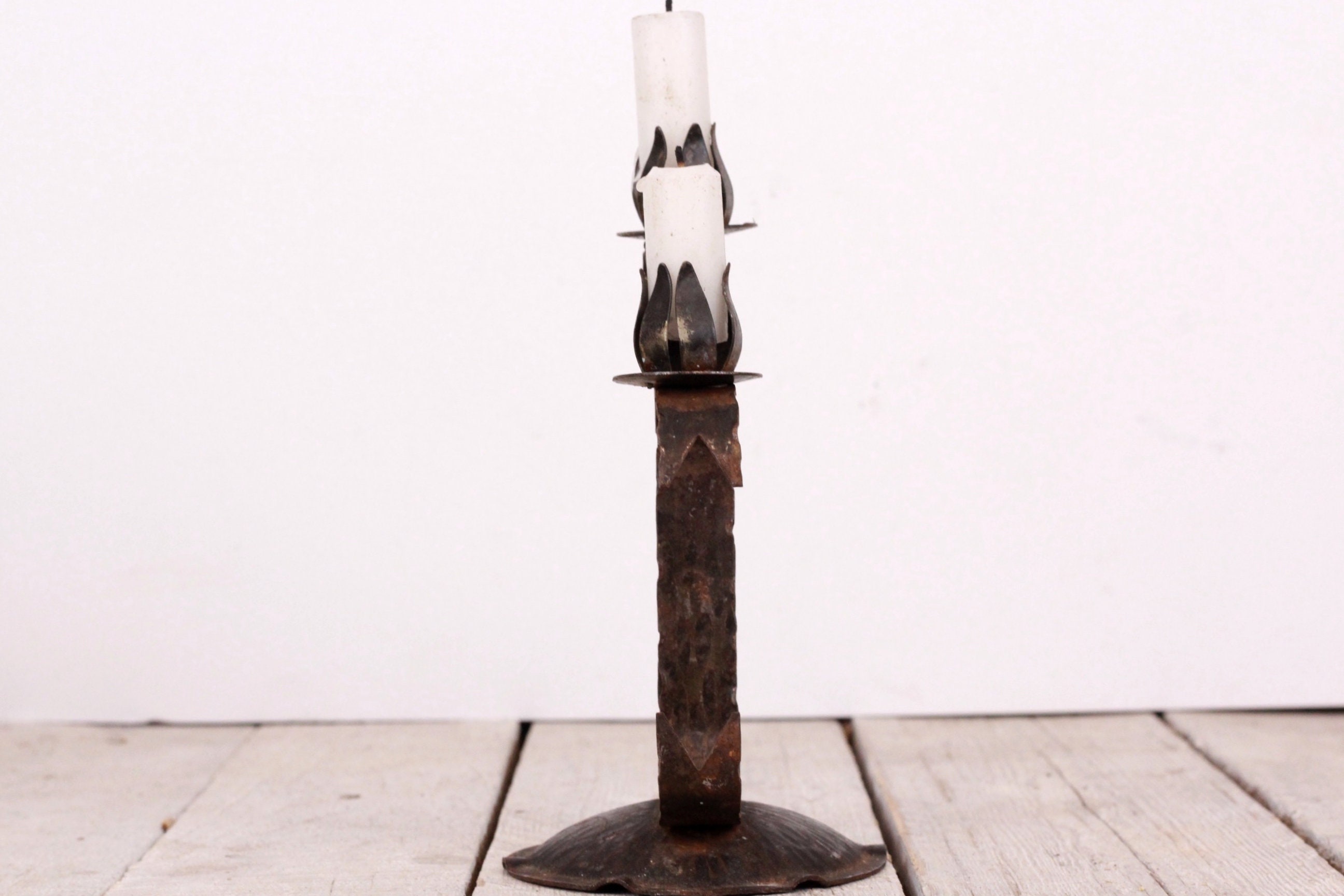 Vintage Hand Hammered Metal Candle Holder for Tow Candles Etsy