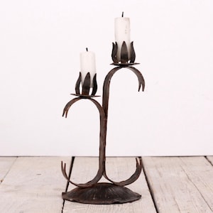 Candle Holder, Vintage Hand Hammered Metal Candle Holder for Tow Candles, Candlestick