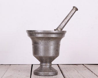 Vintage Metal Pestle & Mortar Spices Mixing, Crushing Tools
