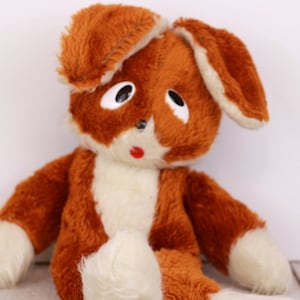 Vintage Plush Rabbit, Brown and White Smile International Rabbit, Plush Bunny, Plush Animal Toy, Stuffed Toy