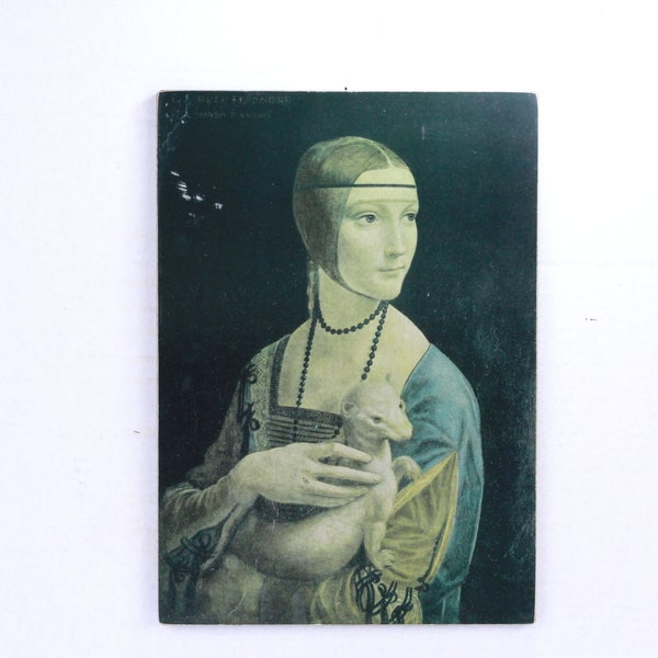 Picture, Leonardo da Vinci picture, Lady with an Ermine picture, Reproduction picture of Leonardo da Vinci, Made in Poland, Vintage picture