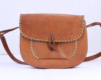 Vintage Brown Leather Bag, Handbag