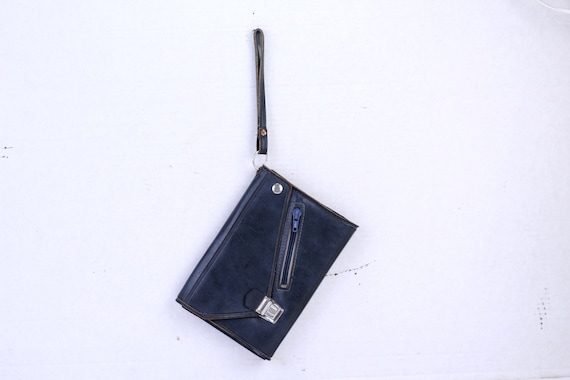 Vintage Blue Artificial Leather Bag, Travel Handbag, Passport Phone Pouch Messenger Bag