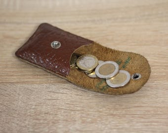 Vintage Small Brown Leather Coin Purse, Mini Wallet