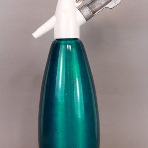 Vintage Turquoise Soda Siphon: Retro Cocktail Bar Decor