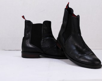 Vintage Men&#39;s Black Leather Ankle Boots (EU 40 / UK 6,5 / US 7.5)