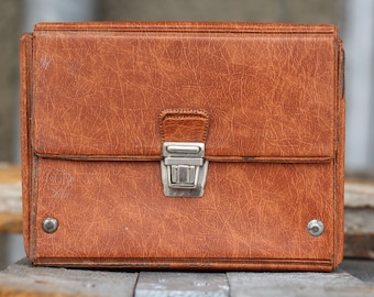 Vintage Brown Leather Travel Bag: Shaving Accessories Case