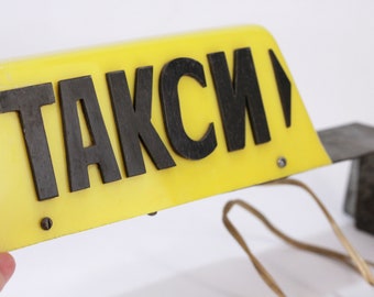 Mid Century Plastic Taxi Sign: Vintage Auto Roof Plate