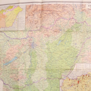 Vintage Hungary Map Print: 1974 USSR Tourist Guide, Large Wall Decor (30x26)