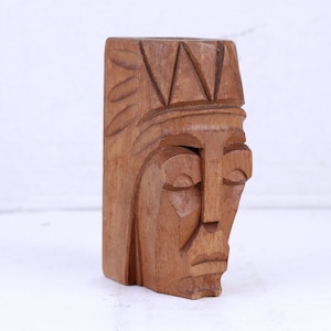 Vintage candle holder, Hand carved candle holder, Wooden Indian, Candle holder, Handmade wooden decor, Wooden candle holder, Gift