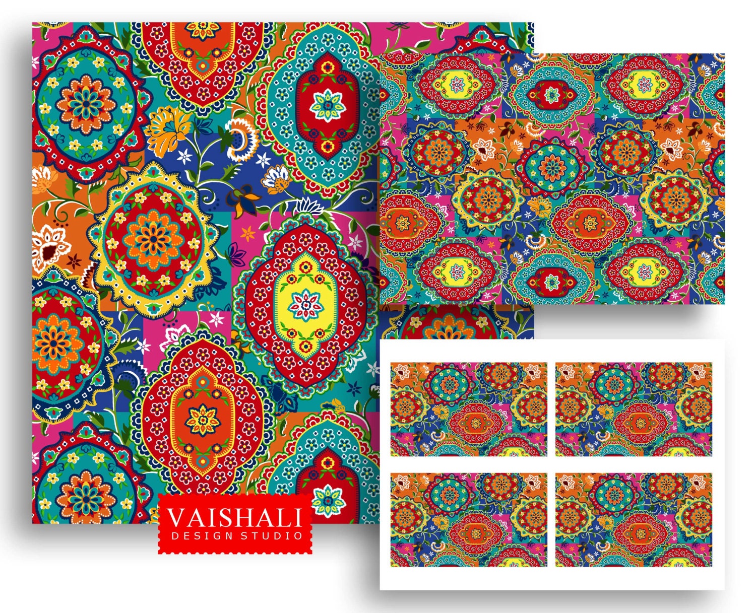 BOHEMIAN PRINT Multicolor Seamless Pattern 2 Sheets Etsy