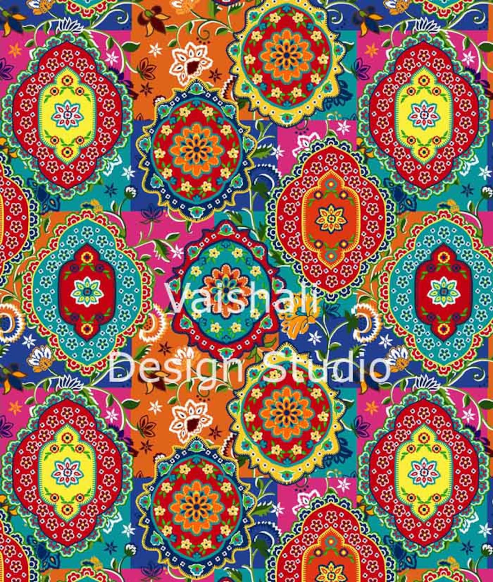 BOHEMIAN PRINT Multicolor Seamless Pattern 2 Sheets Etsy