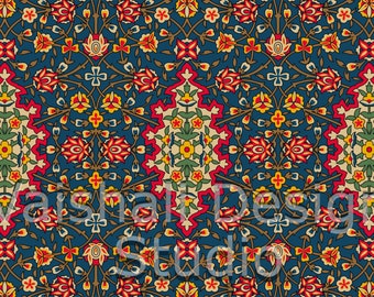 Persian pattern, rich jewel tone colours, 2 sheets, digital prints