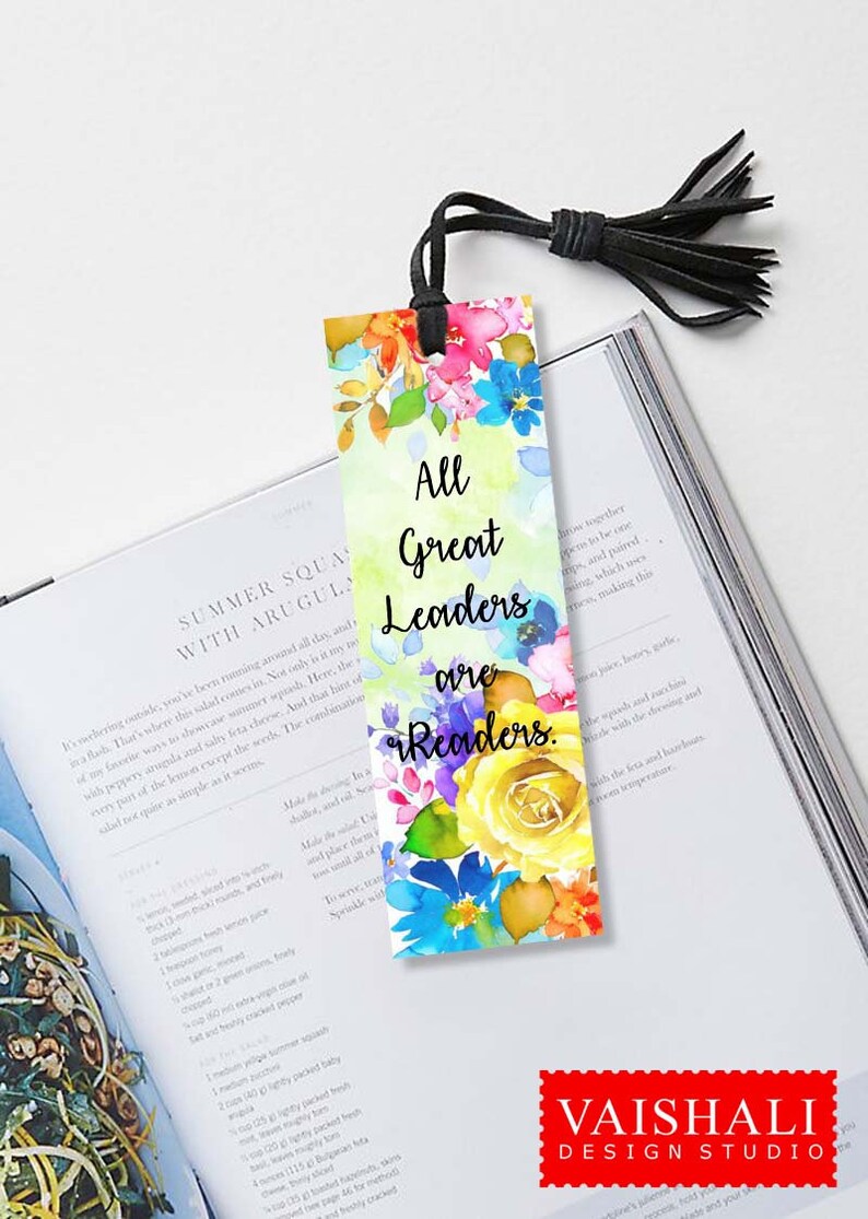 floral water color with quotes bookmark template printable etsy